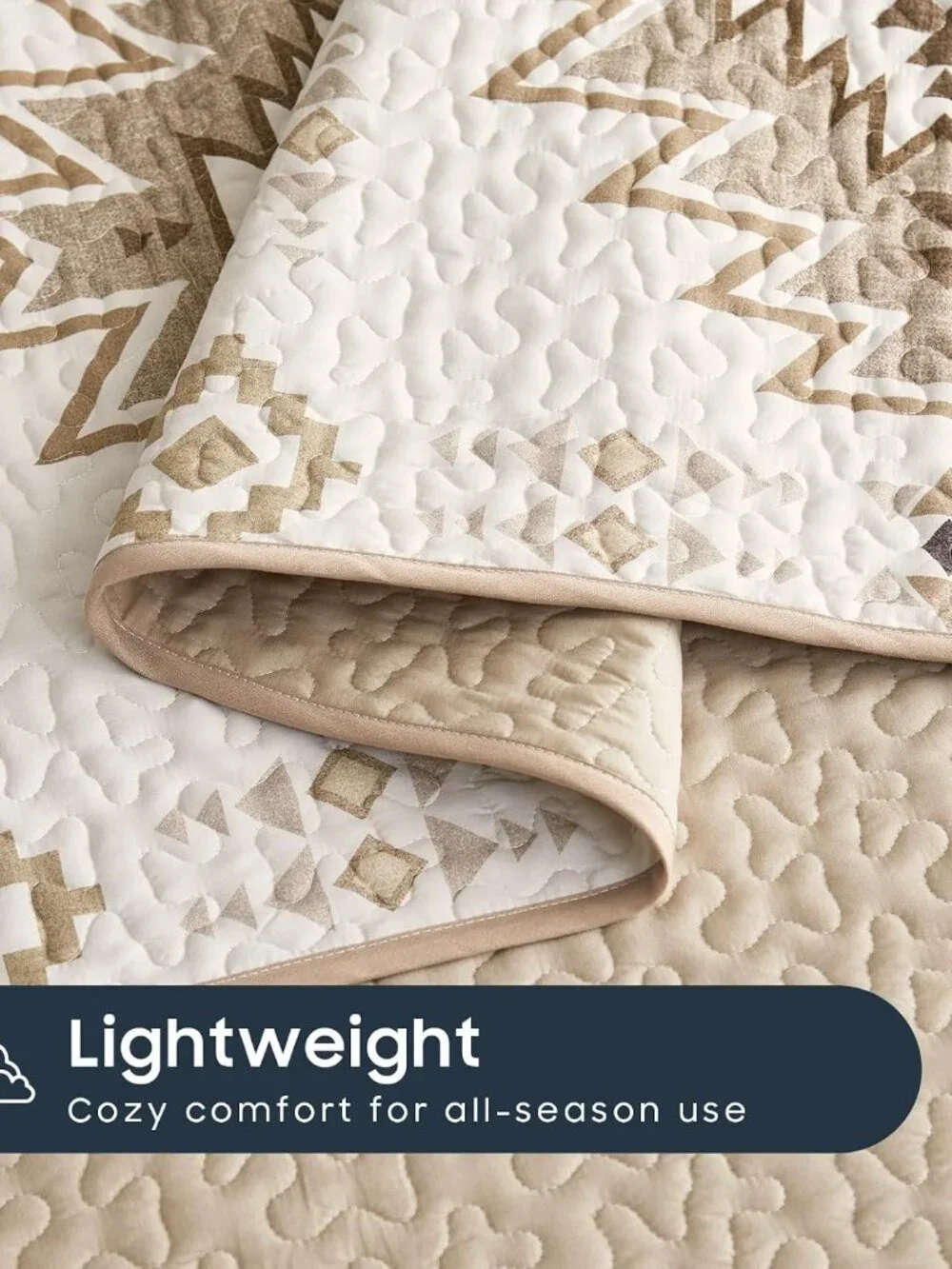 Southwestern Beige Aztec Farmhouse Quilt Set